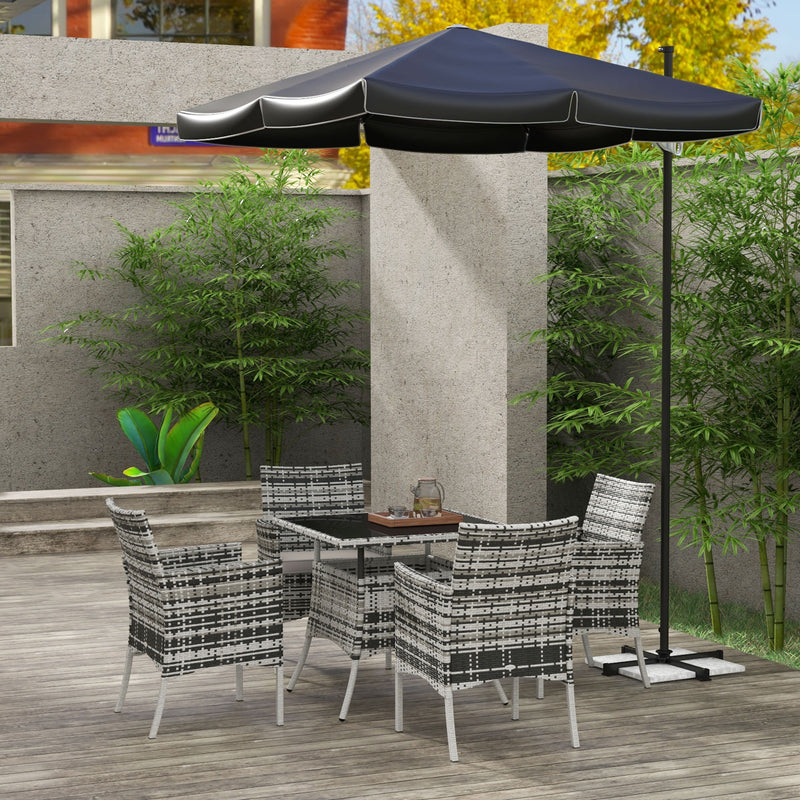 Outdoor Dining Set 5 Pieces Patio Conservatory with Tempered Glass Tabletop, 4 Dining Armchairs - Grey