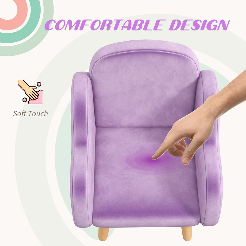 Cloud Shape Toddler Armchair, Ergonomically Designed Kids Chair, Comfy Children Playroom Mini Sofa for Relaxing, for Ages 1.5-5 Years - Purple