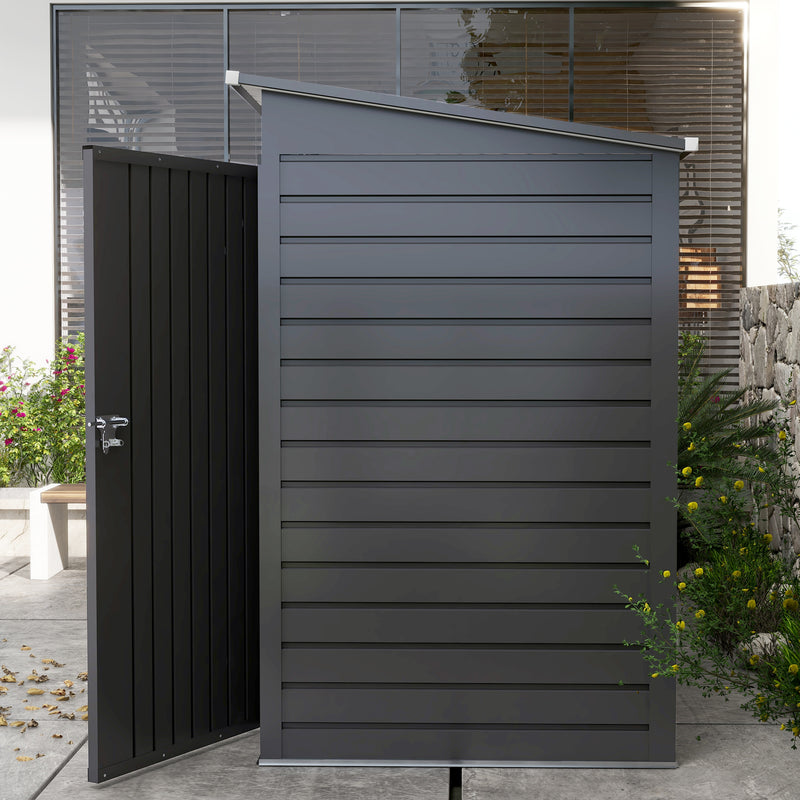 8 x 4FT Galvanised Garden Storage Shed, Metal Outdoor Shed with Double Doors and 2 Vents, Grey