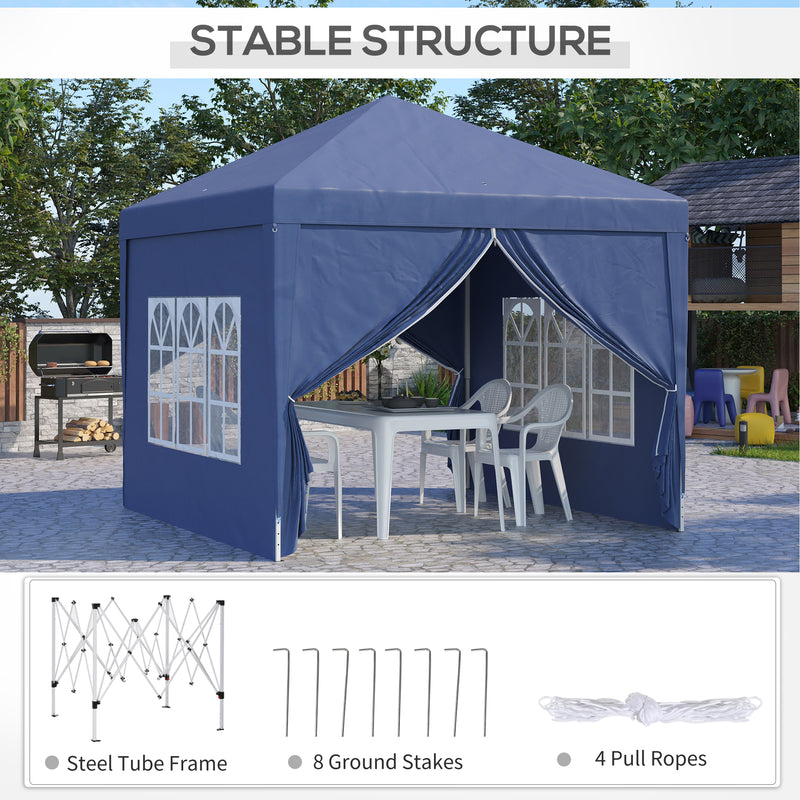 3 x 3 Meters Pop Up Water Resistant Gazebo Wedding Camping Party Tent Canopy Marquee with Carry Bag, Blue