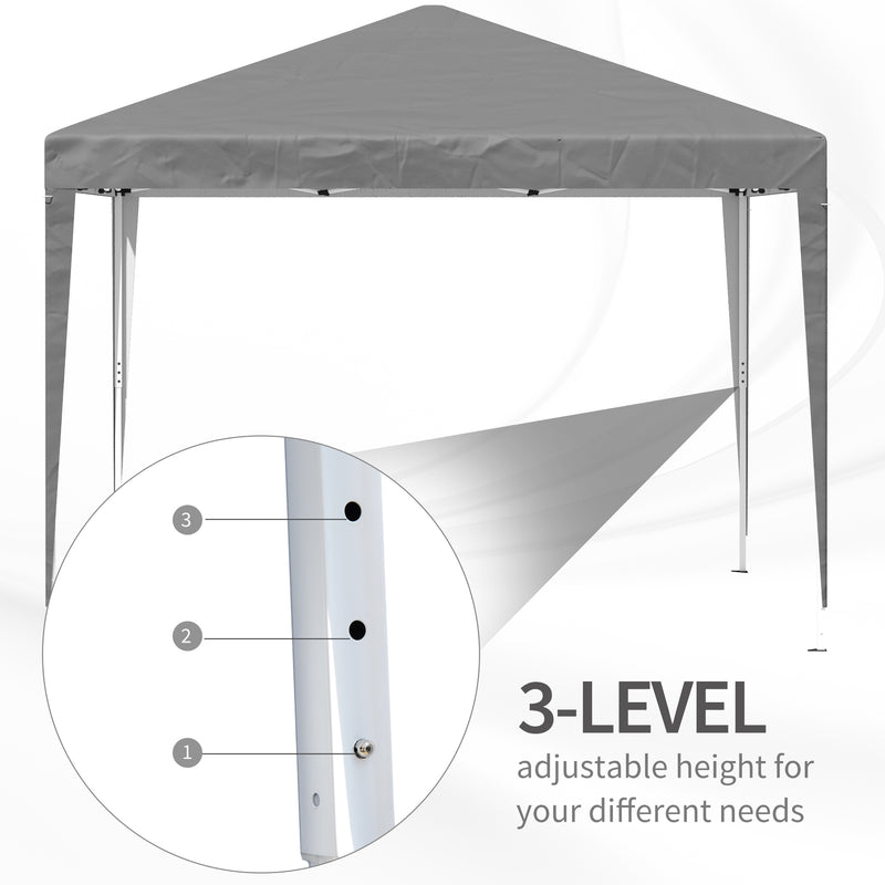 3 x 3 m Garden Pop Up Gazebo Marquee Party Tent Wedding Canopy, Height Adjustable with Carrying Bag, Grey