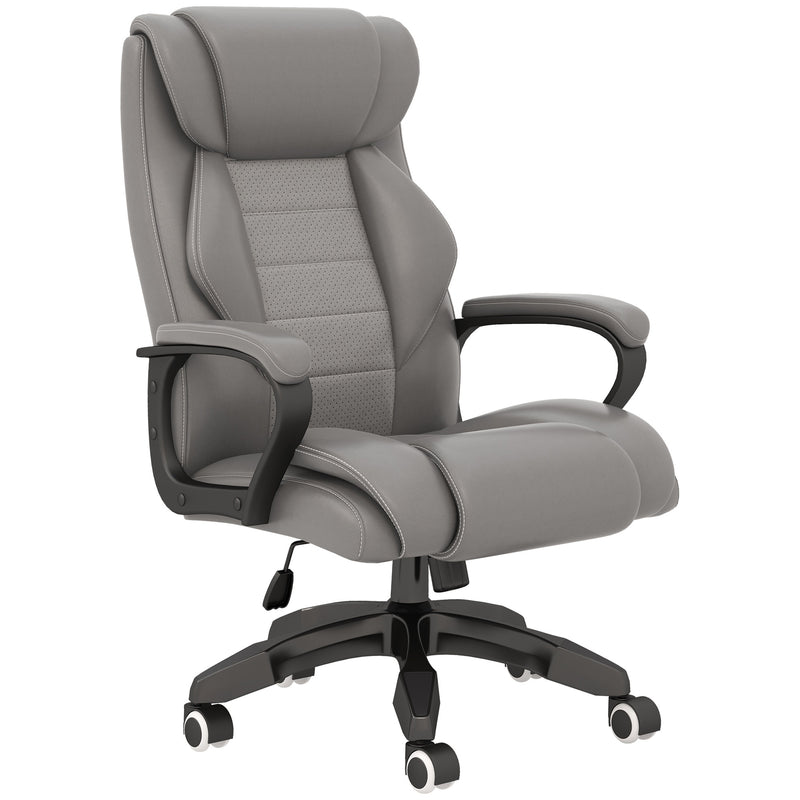 High Back Executive Office Chair 6- Point Vibration Massage Extra Padded Swivel Ergonomic Tilt Desk Seat, Grey