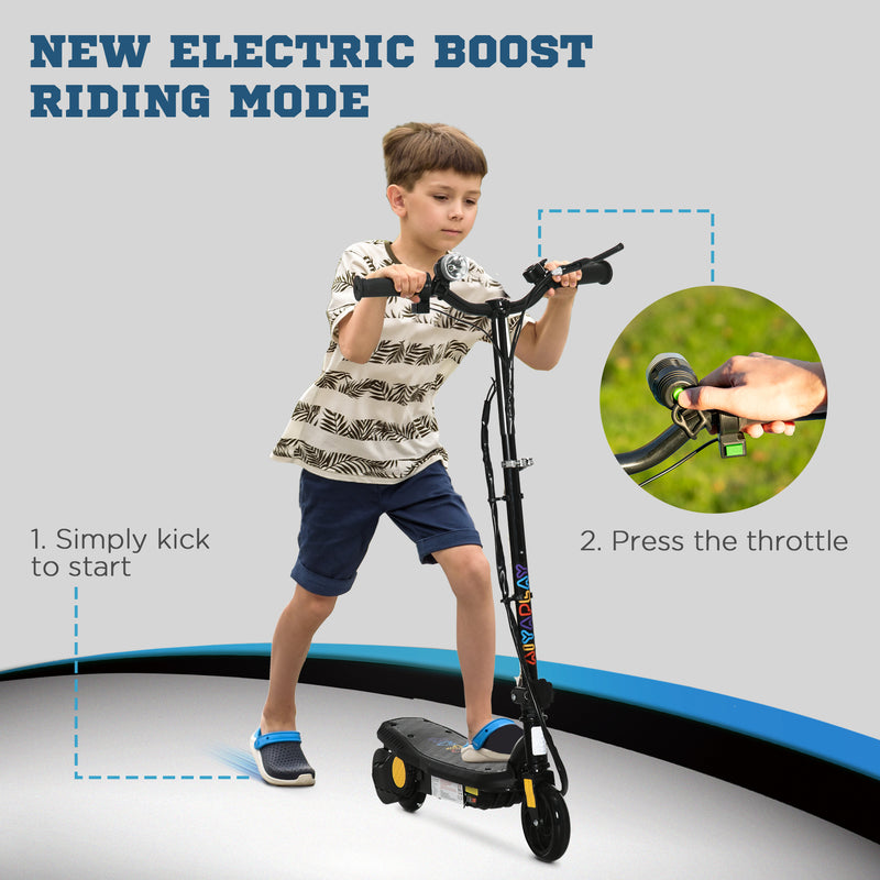 Foldable Electric Scooter, with LED Headlight, for Ages 7-14 Years - Black