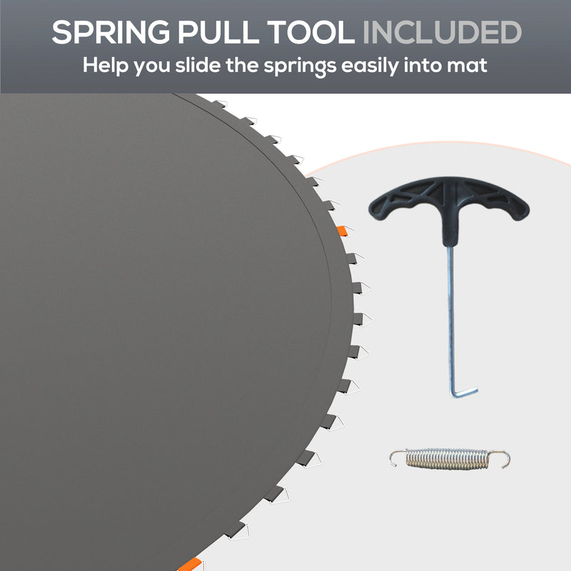 Replacement Trampoline Mat with Spring Pull Tool and 72 V-Hooks, Fits 12ft Trampoline Using 14cm Springs
