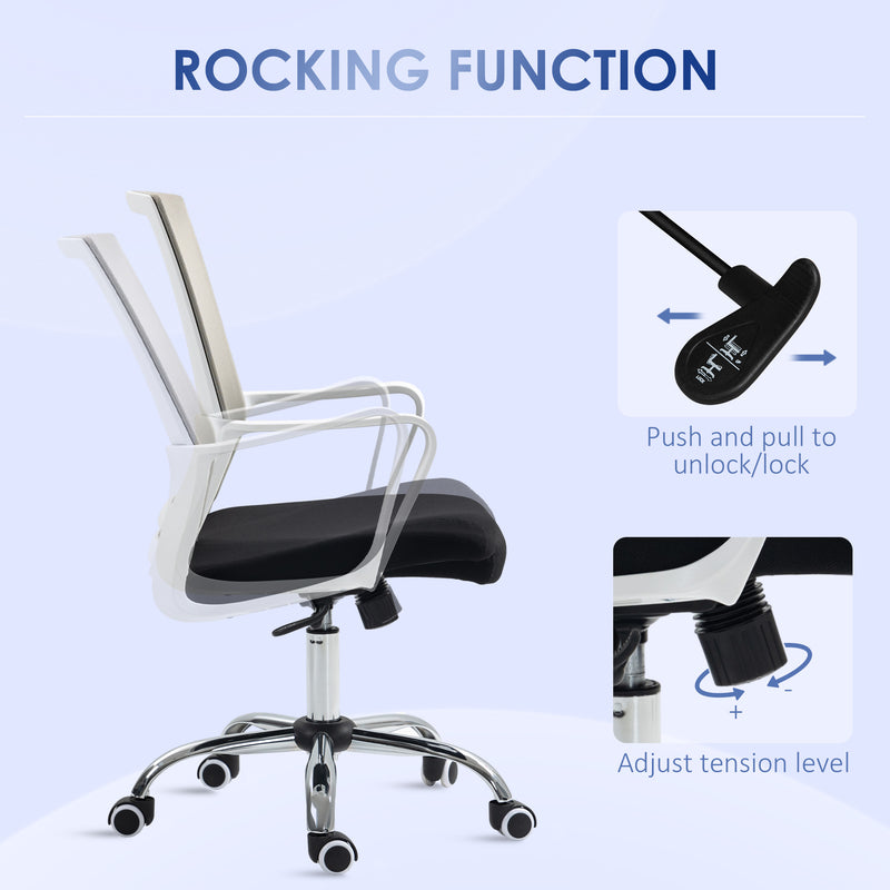 Ergonomic Desk Chair Mesh Office Chair with Adjustable Height Armrest and 360° Swivel Castor Wheels Black