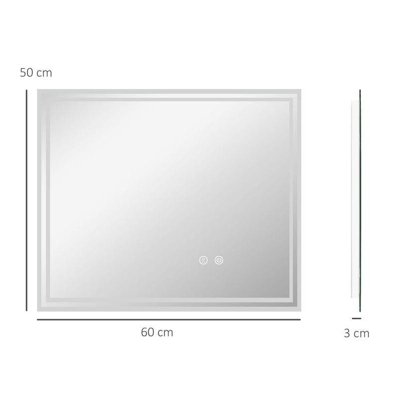 LED Bathroom Mirror with Lights, Illuminated Makeup Mirror, Vanity Mirror with 3 Colour, Smart Touch, Anti-Fog