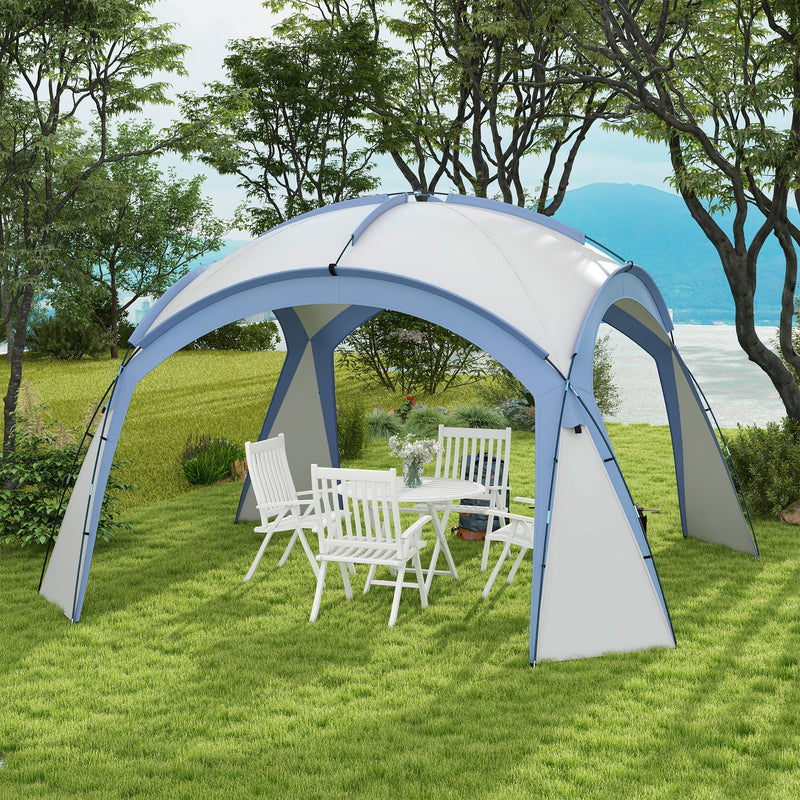3.5 x 3.5M Camping Gazebo, Outdoor Event Shelter Dome Tent Garden Sun Shelter Patio Spire Arc Pavilion Camp Sun Shade, Light Blue