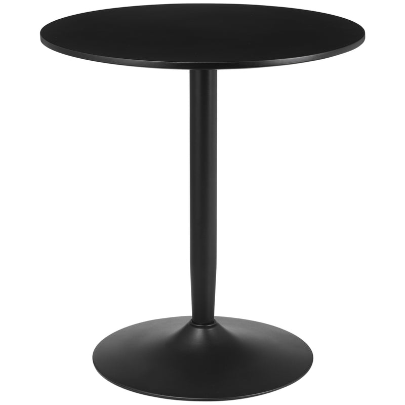 Round Dining Table, Modern Dining Room Table with Steel Base, Non-slip Foot Pad, Space Saving Small Dining Table, Black