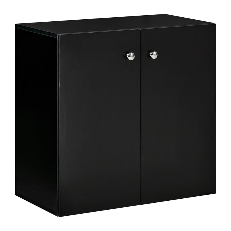 Storage Cabinet w/ Two Shelves Wooden Sideboard Freestanding Kitchen Cupboard Bookcase - Black