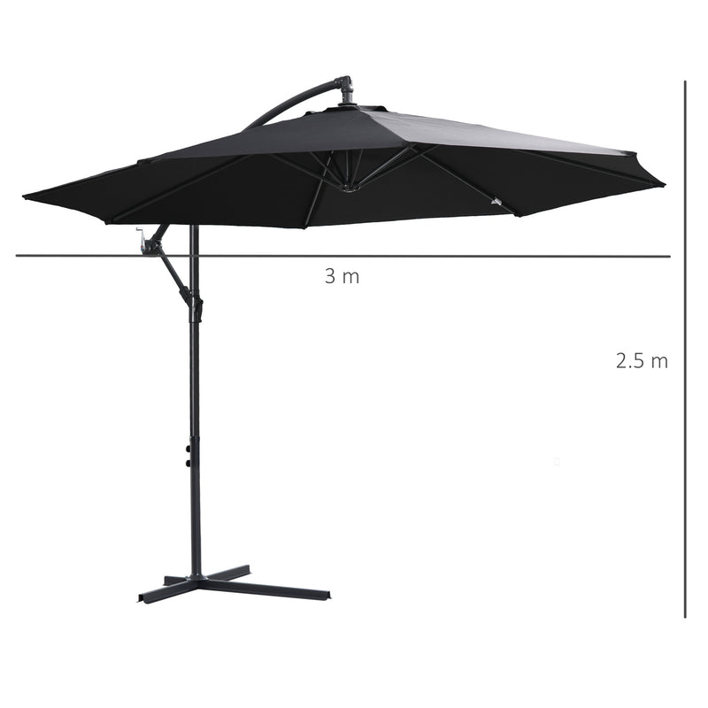 Cantilever Umbrella Parasol Hanging Banana Steel Black 3M Patio