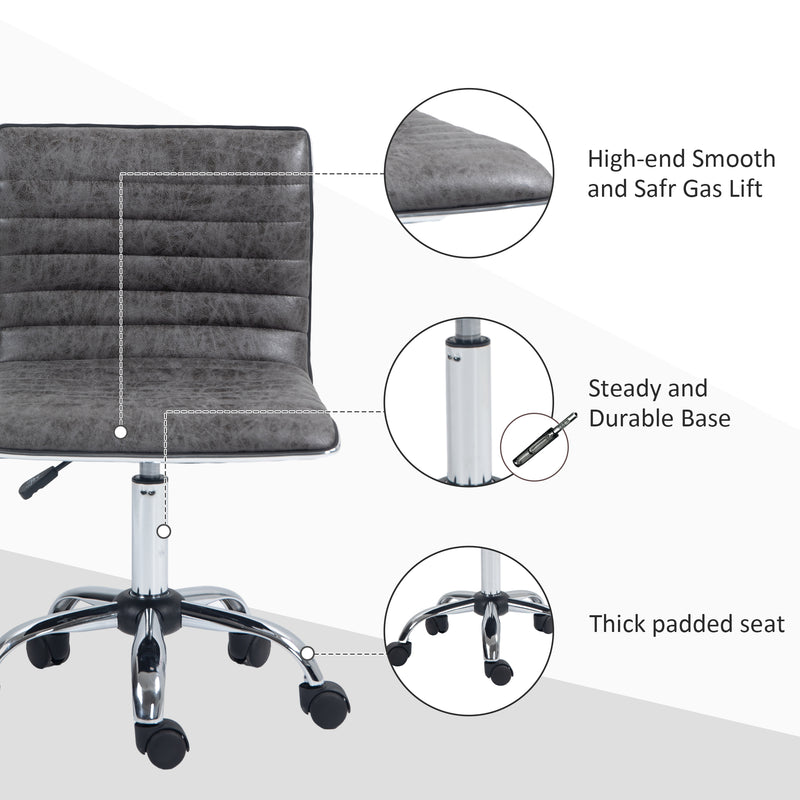 Adjustable Swivel Office Chair with Armless Mid-Back in Microfibre Cloth and Chrome Base - Grey