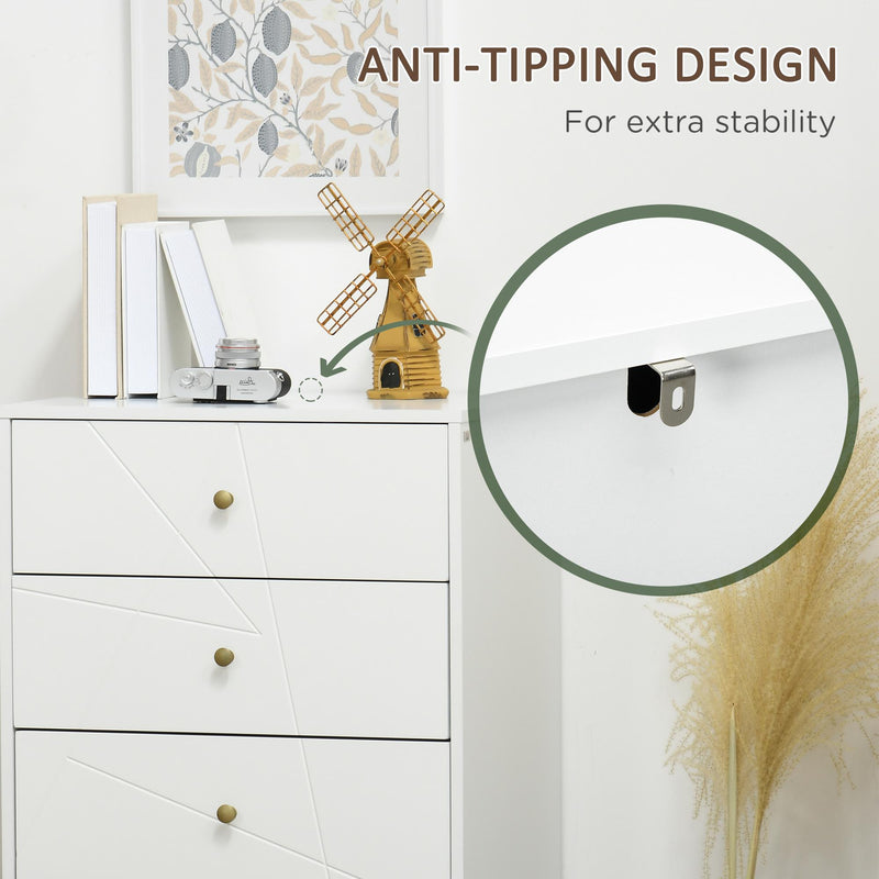 White Chest of Drawers, 4-Drawer Dresser for Bedroom, Modern Storage Cabinets with Hairpin Legs