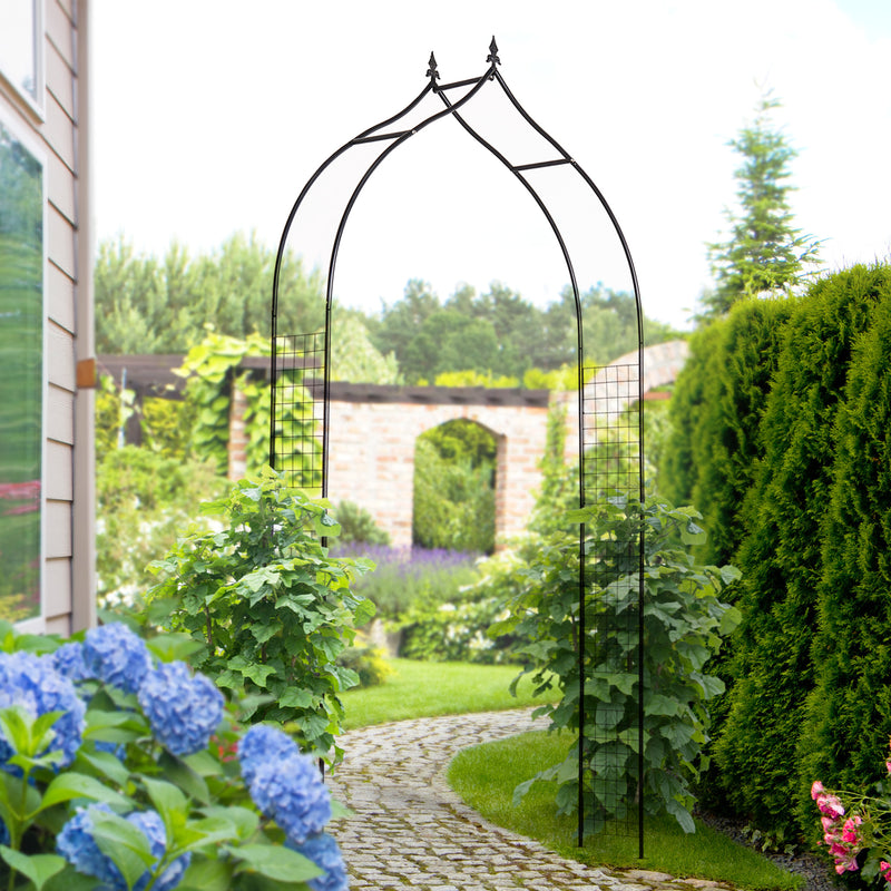Steel Frame Backyard Metal Pergola for Plants & Trellis Garden Arch Black