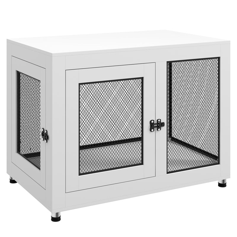 2-in-1 Dog Cage & Side Table, with Two Doors, Cushion, for Large Dogs