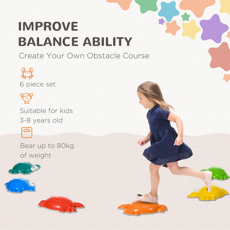 6PCs Kids Stepping Stones with TPE Anti-slip Edge, 6PCs Crab-shaped Balance River Stones, Obstacle Courses, Stackable