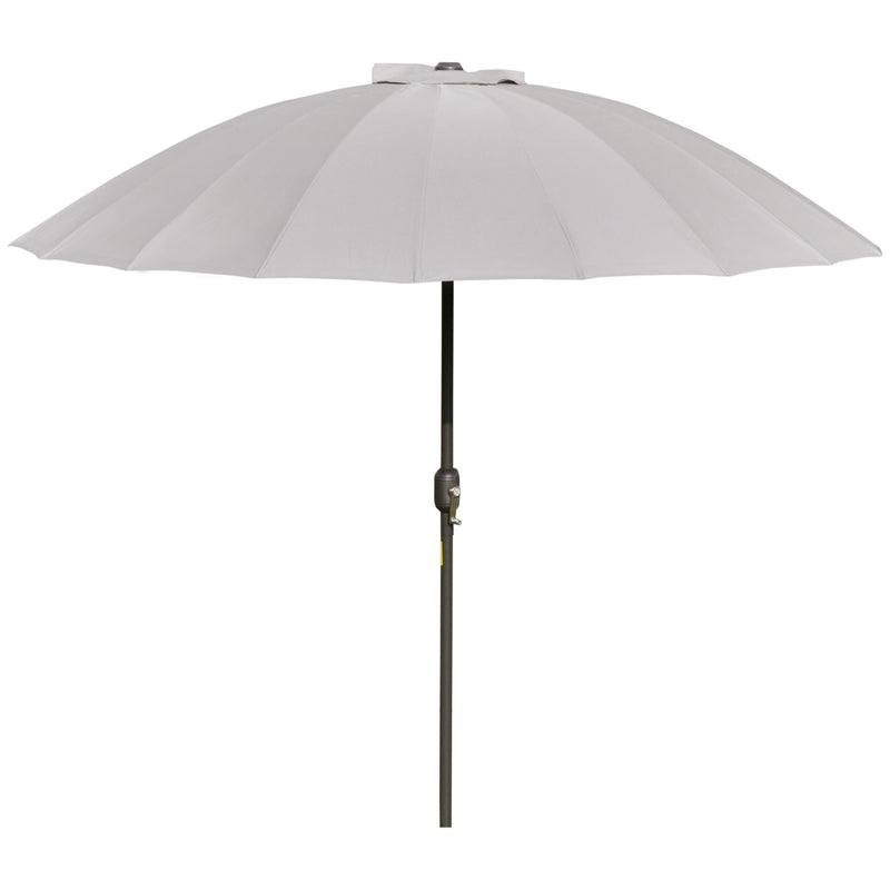 2.5m Adjustable Outdoor Garden Parasol Umbrella Sun Shade with Crank & Tilt, Light Grey