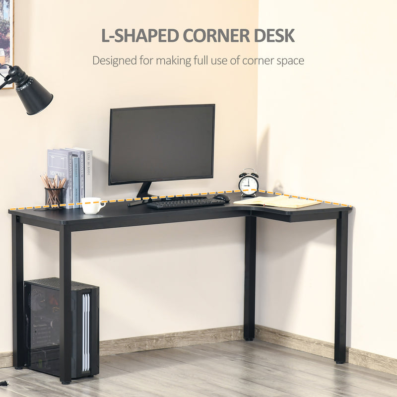 L-Shaped Gaming Desk, Computer Corner Desk, Home Office Workstation with Cable Management, 145 x 81 x 76cm, Black