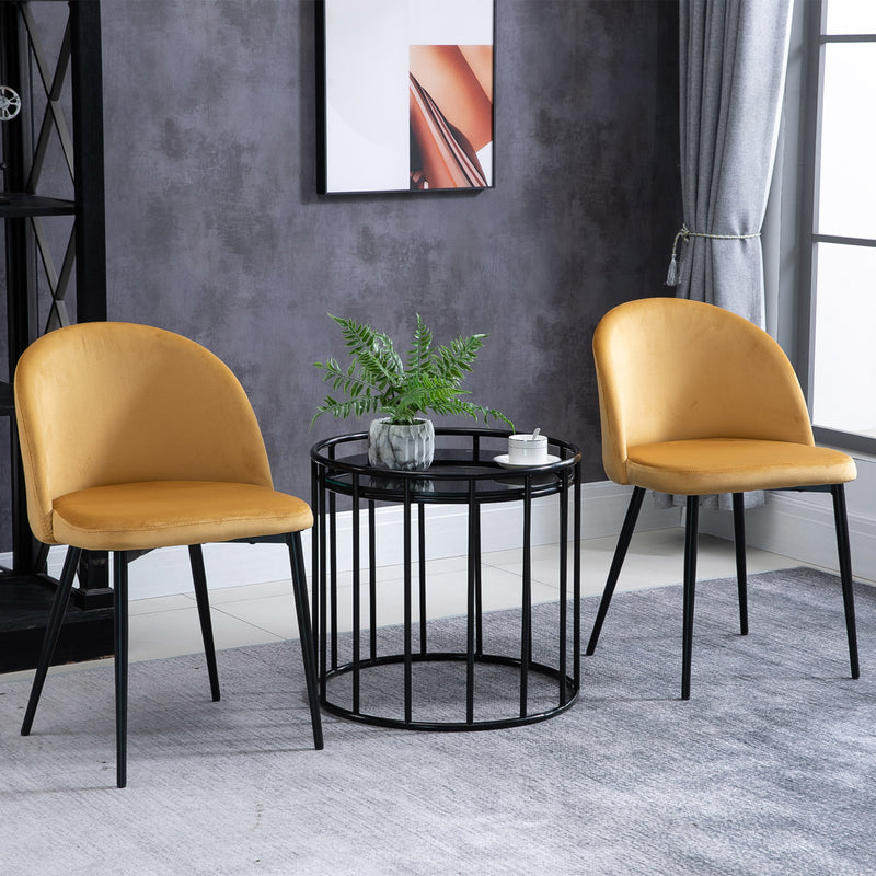 Dining Chairs Set of 2 Contemporary Design for Office Dining Kitchen w/Soft Fabric Seat and Back Living Room - Yellow