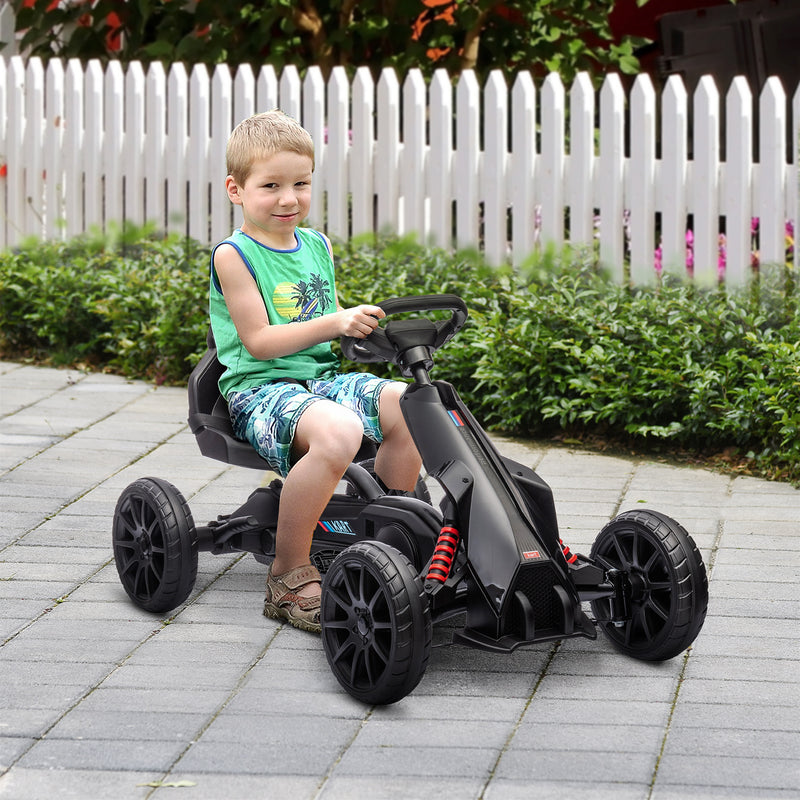 Children Pedal Go Kart, Kids Ride on Racer w/ Adjustable Seat, Shock Absorption EVA Tyres, Handbrake, for Kids Aged 3-8