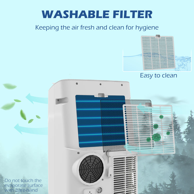 14,000 BTU Mobile Air Conditioner, 35m², Smart Home WiFi, with Dehumidifier, Fan, 24H Timer, Window Kit, White