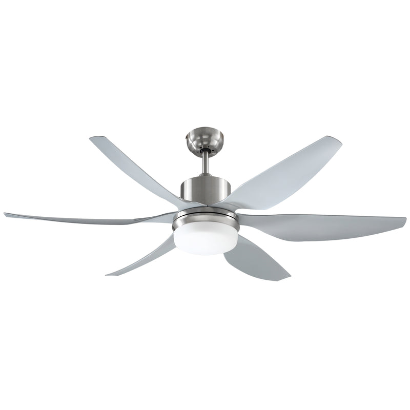 Reversible Ceiling Fan with Light, 6 Blades Indoor Modern Mount LED Lighting Fan with Remote Controller, for Bedroom, Living Room, Silver