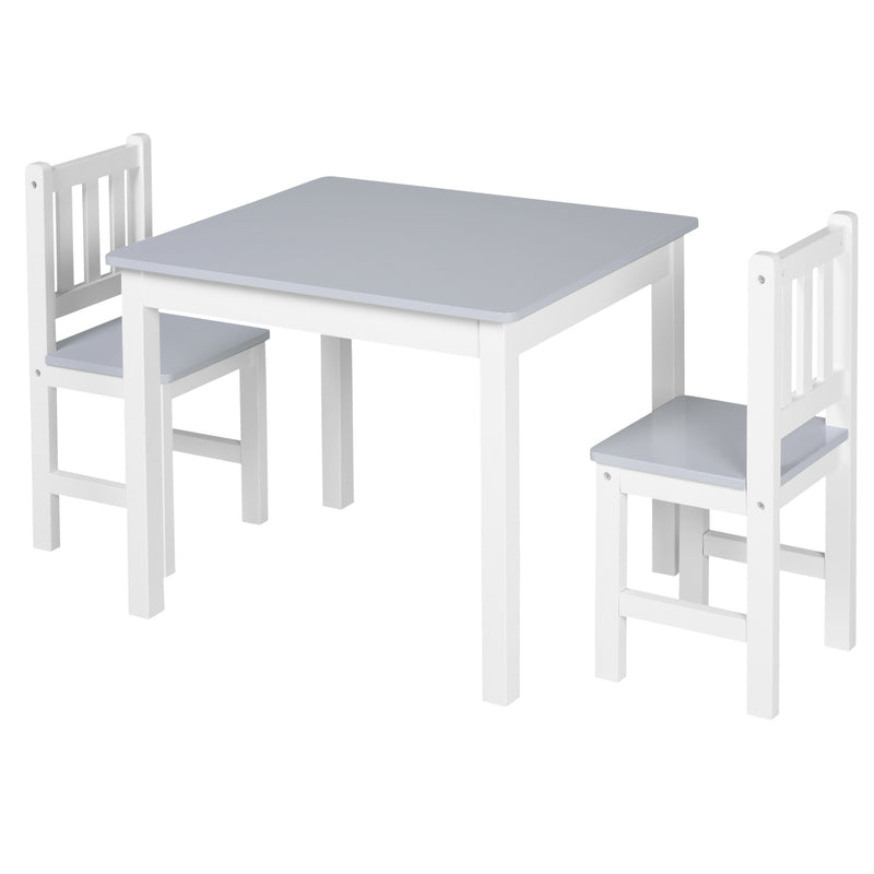 Kids Table and 2 Chairs Set 3 Pieces Toddler Multi-usage Desk for Indoor Arts & Crafts Study Rest Snack Time Easy Assembly Grey