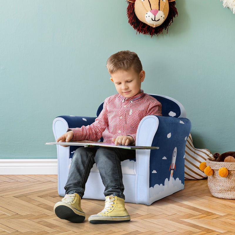 Children Chair Armchair Single Sofa, 50 x 39 x 44cm, for 18M+, Blue