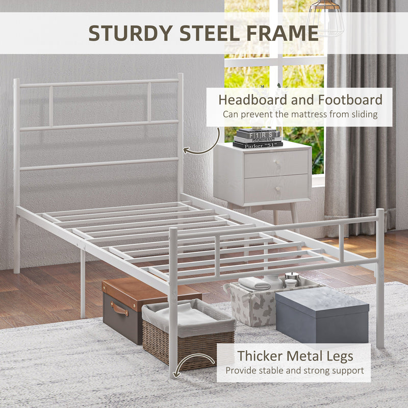 Bedzy Basics Single Metal Bed Frame White