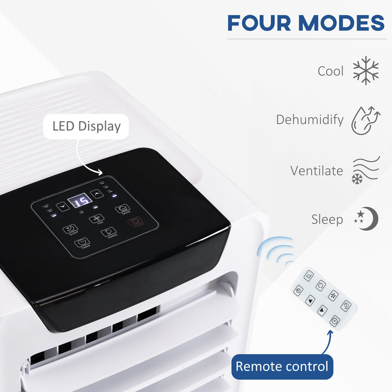 10000 BTU Mobile Portable Air Conditioner Cooling Dehumidifying Ventilating Ac Unit w/ Remote Controller, LED Display, Timer, White