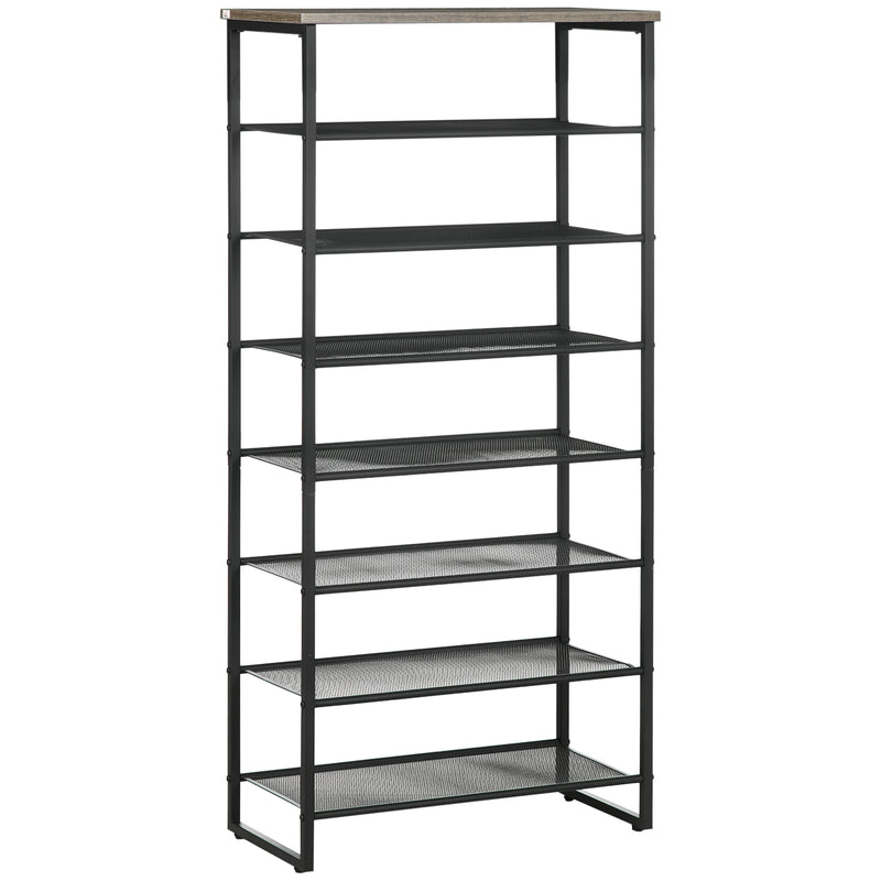 8-Tier Shoe Rack, Shoe Storage Organizer with Mesh Shelves Free Standing Shoe Shelf Stand for 21-24 Pairs of Shoes for Entryway Black and Grey