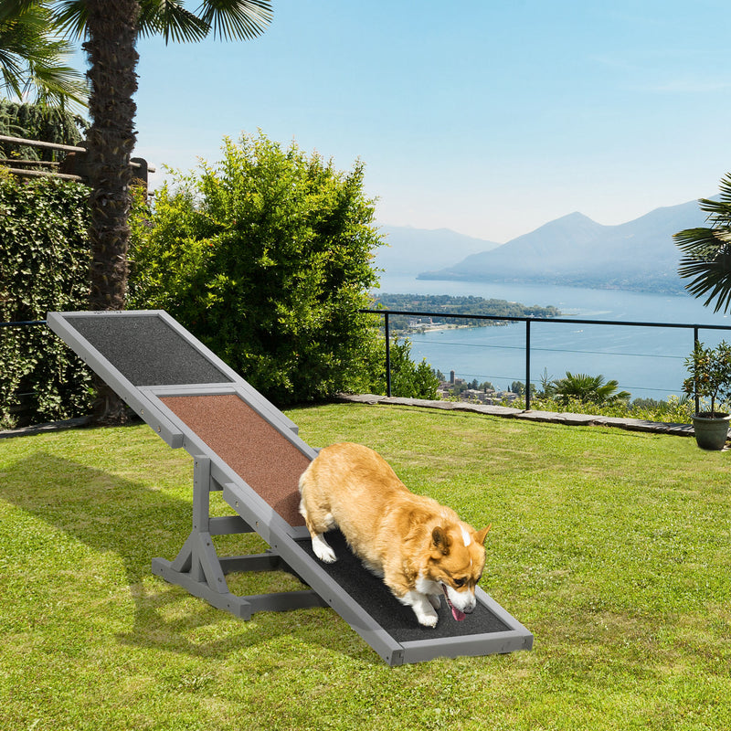 Wooden Pet Seesaw for Big Dogs, Agility Training Equipment for Dogs with Anti-Slip Surface, 180 x 30 x 30 cm, Grey