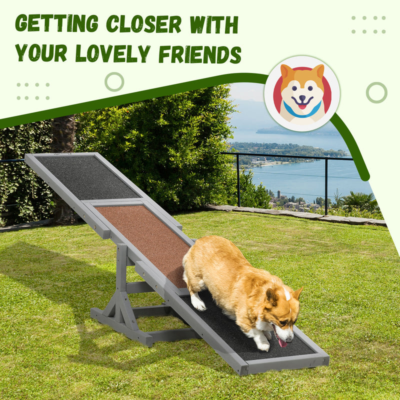 Wooden Pet Seesaw for Big Dogs, Agility Training Equipment for Dogs with Anti-Slip Surface, 180 x 30 x 30 cm, Grey