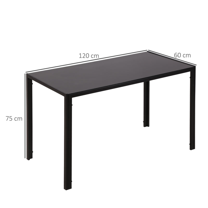 Modern Rectangular Dining Table for 4 People with Tempered Glass Top & Metal Legs for Dining Room, Living Room (Chairs Not Included)