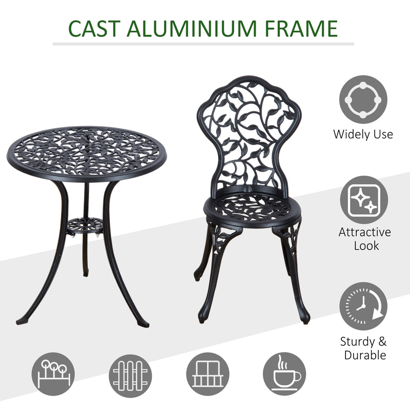 3 Pcs Cast Aluminum Bistro Set Garden Furniture Dining Table Chairs Antique Outdoor Seat Patio Seater