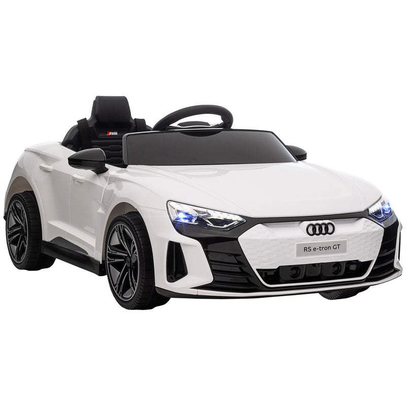 Audi Licensed Kids Electric Ride On Car with Parental Remote Control, 12V Battery Powered Toy with Suspension System, Lights, Music, White