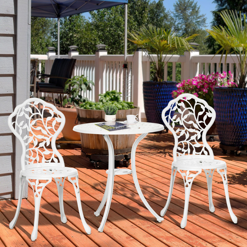 3 Pcs Aluminium Bistro Set Garden Furniture Dining Table Chairs Antique Outdoor Seat Patio Seater White