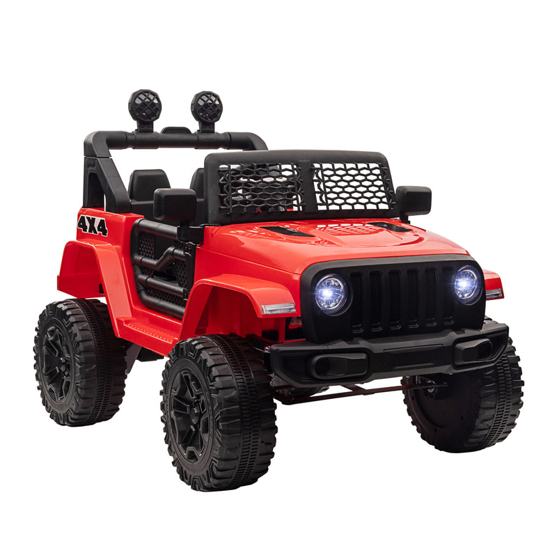 12V Battery-powered 2 Motors Kids Electric Ride On Car Truck Off-road Toy with Parental Remote Control Horn Lights for 3-6 Years Old Red