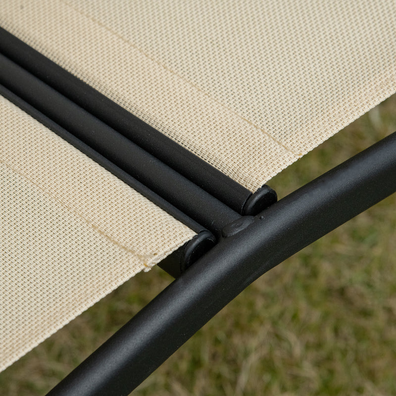 2 Seater Garden Swing Seat Swing Chair Outdoor Hammock Bench w/ Adjustable Tilting Canopy, Texteline Seats and Steel Frame, Beige