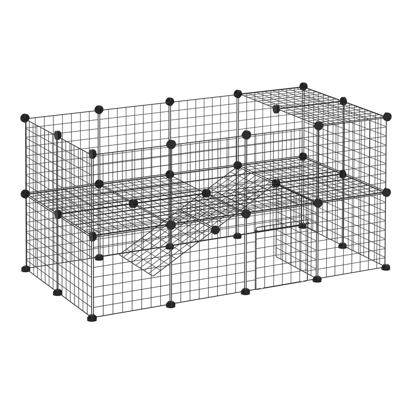 Guinea Pig Playpen Rabbit Playpen Metal Wire Fence Indoor Outdoor Small Animal Cage 36 Panel Enclosure Black
