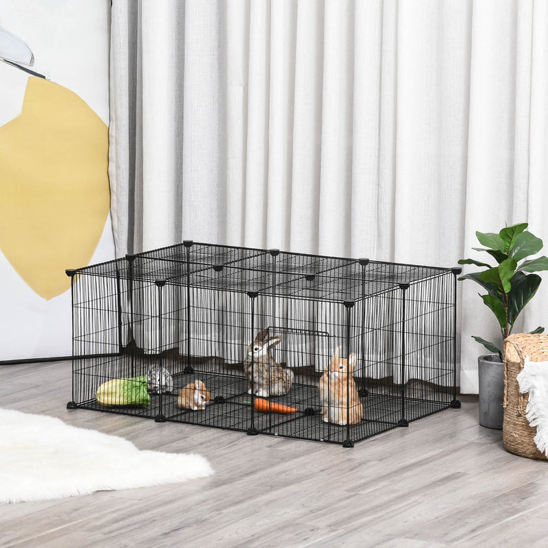Pet Playpen DIY Small Animal Cage Metal Fence with Door, 22 Pieces, for Bunny Chinchilla Hedgehog Guinea Pig