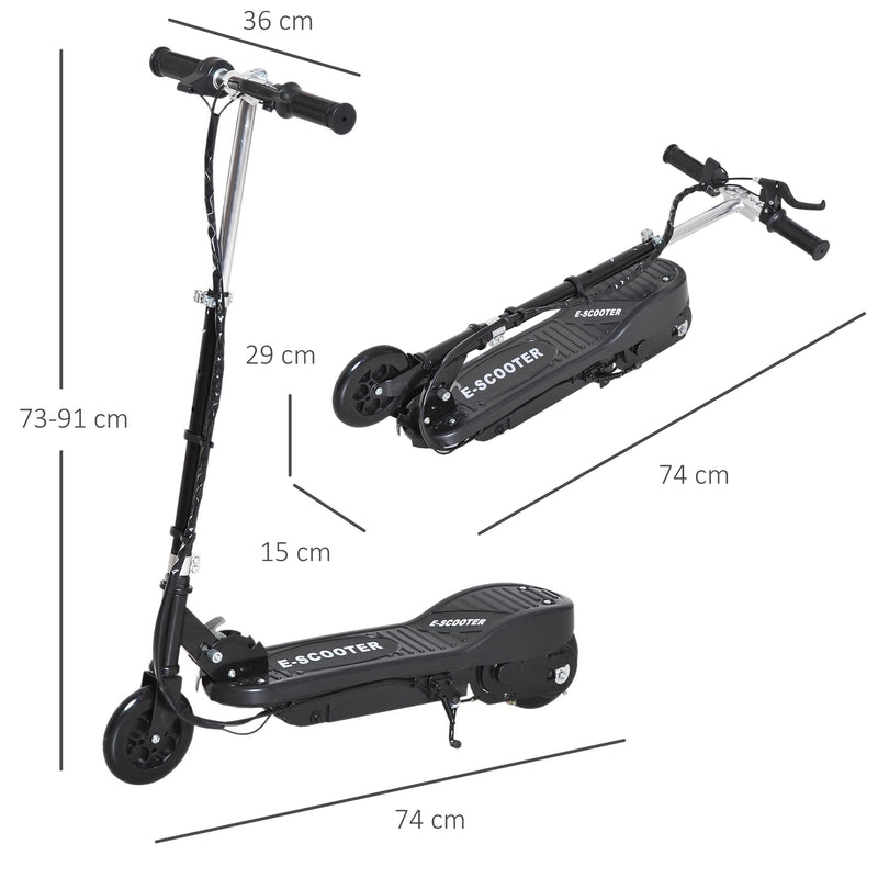 Kids Folding Electric Bike Children E Scooter Ride on Toy 2x12V Recharge Battery 120W Adjustable Height PU Wheels Suitable for 7-14 yrs Black
