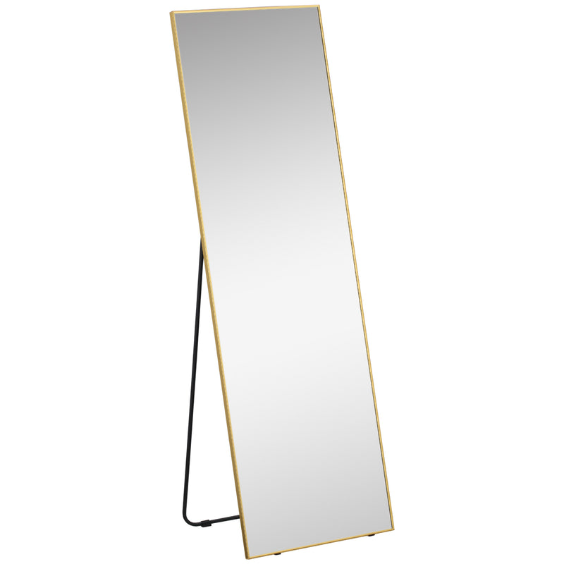 Full Length Mirror Wall-Mounted, 160 x 50 cm Freestanding Rectangle Dressing Mirror for Bedroom, Living Room, Gold Frame