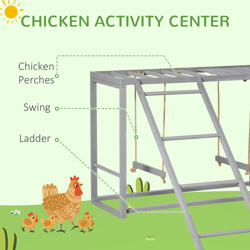 Chicken Activity Play with Swing Set for 3-4 Birds, Wooden Chicken Coop, Grey