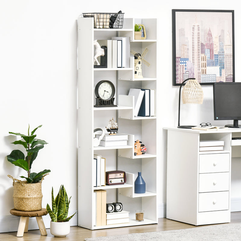 Modern Book Shelf with 11 Open Shelves, 6-Tier Bookcase, Freestanding Shelving Unit for Home Office and Study, White