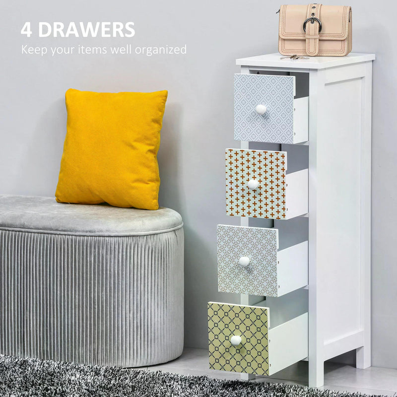 Chest of Drawers, 4 Drawer Dresser, Storage Organizer Toilet Tissue Cabinet for Bedroom, Bathroom