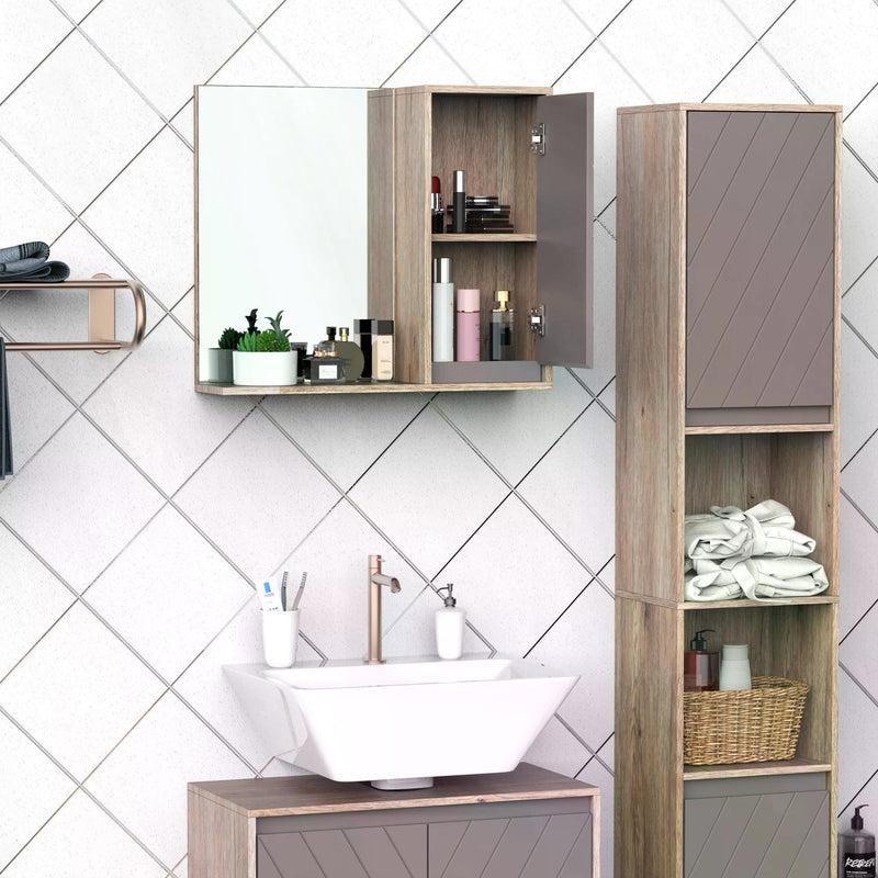 MDF Wall Mounted Bathroom Cabinet w/ Mirror