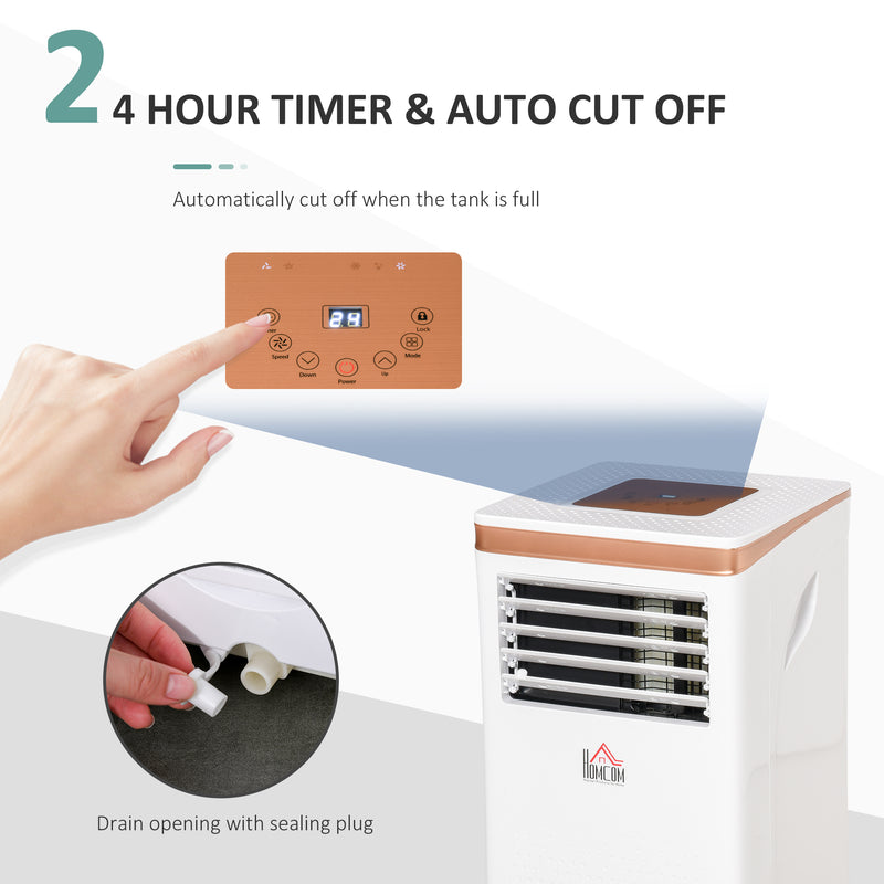 10000 BTU 4-In-1 Compact Portable Mobile Air Conditioner Unit Cooling Dehumidifying Ventilating w/ Fan Remote LED 24 Hr Timer Auto Shut-Down