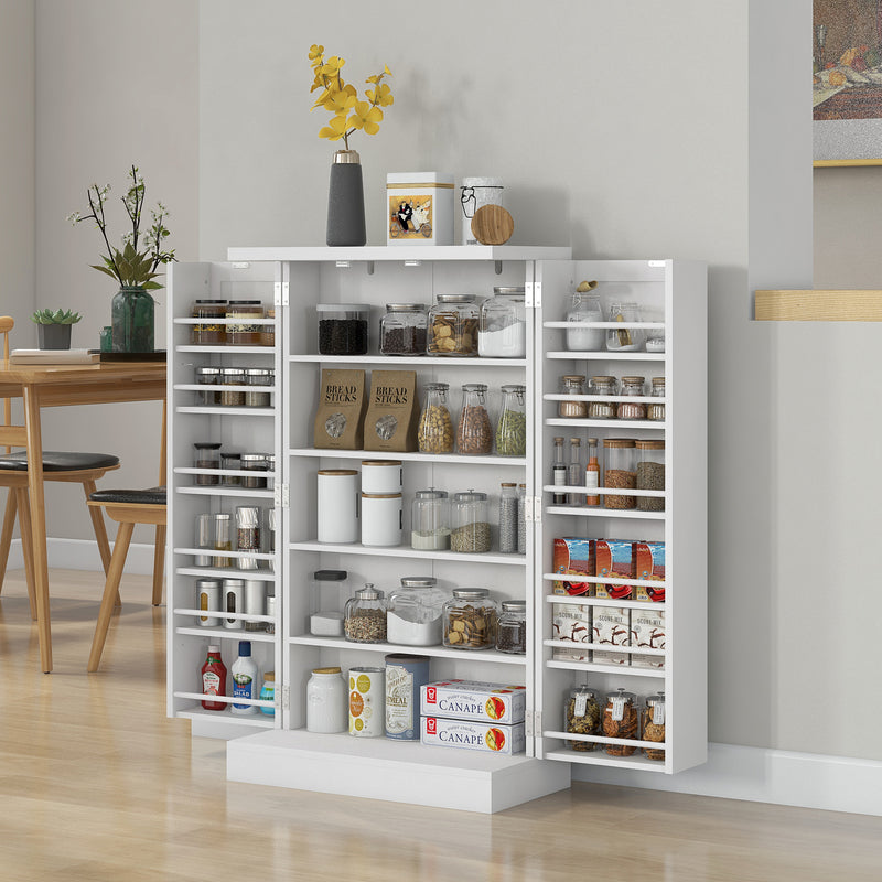 Freestanding Multi-Storage Kitchen Cupboard with Adjustable Shelves White