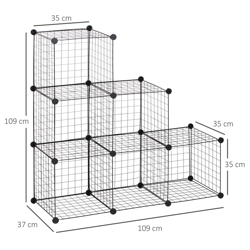 DIY 6 Cube Metal Wire Rack Interlocking Storage Cabinet Living Room Organiser Display Shelves Black