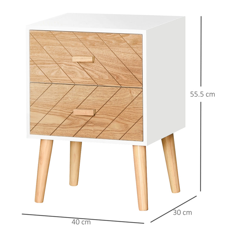 Nordic Style 2 Drawers Side Cabinet Wooden Bedside Table Storage Chest Scandinavian Home Furniture